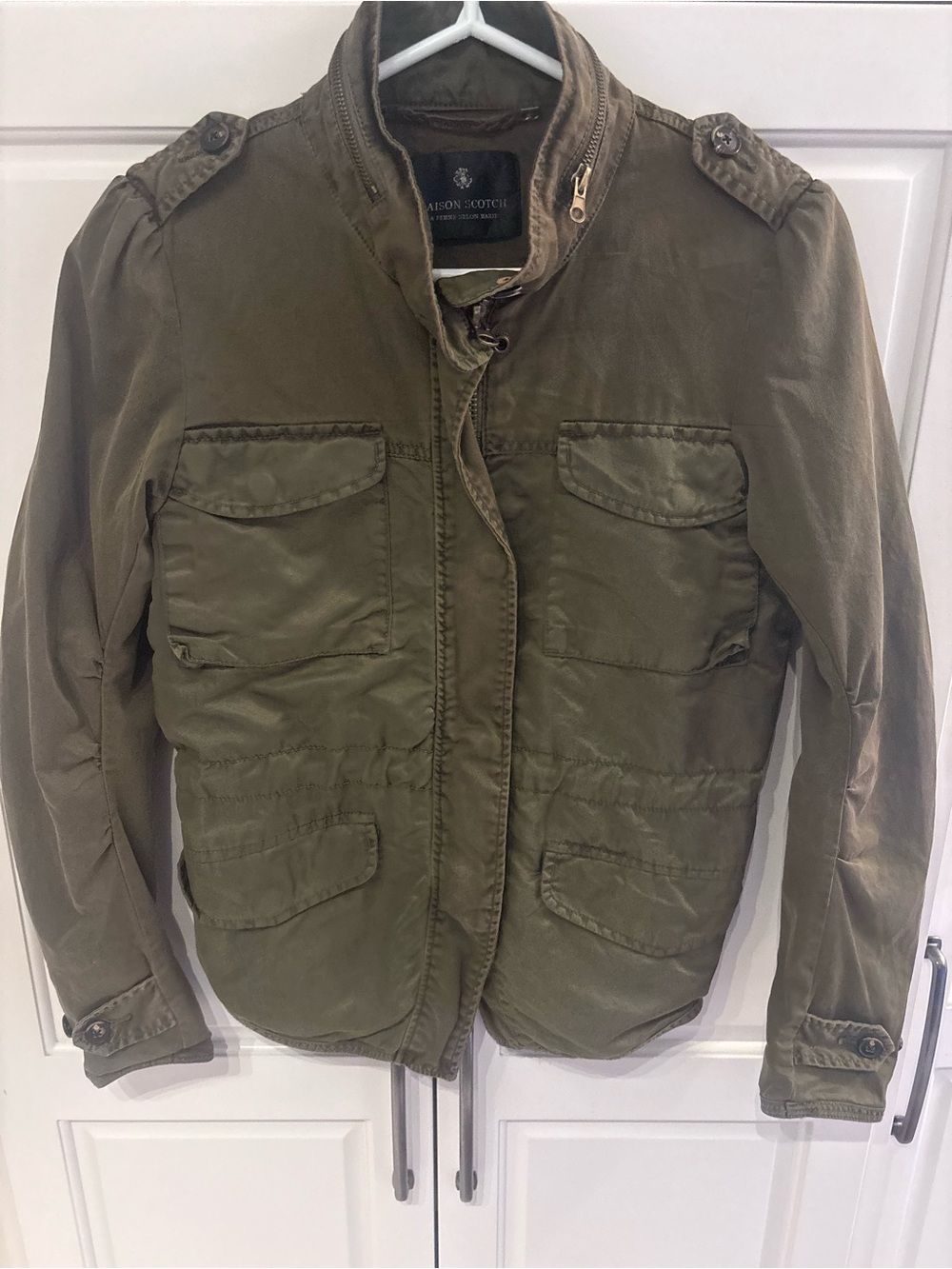 Maison Scotch Women’s Olive Green Military Field Utility Jacket 4 Pocket